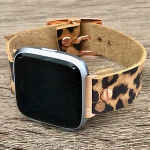 Fitbit Versa 2 Watch Leopard Leather Bracelet